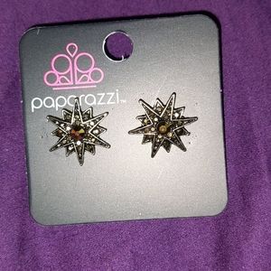 Paparazzi the star of the show brass earrings